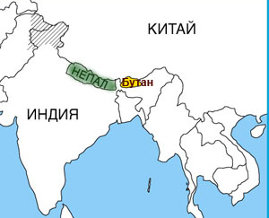 Карты Бутана и Непала